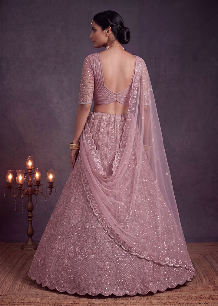 Shop Now Amazing Pink Designed Wedding Wear Lehenga Choli Online in USA, UK, Canada, France, Germany, Austria, Australia, Italy, Denmark &amp; Worldwide at Empress.