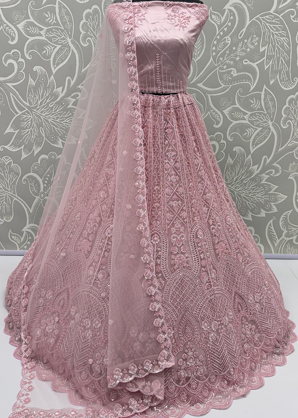Shop Now Amazing Pink Designed Wedding Wear Lehenga Choli Online in USA, UK, Canada, France, Germany, Austria, Australia, Italy, Denmark &amp; Worldwide at Empress.