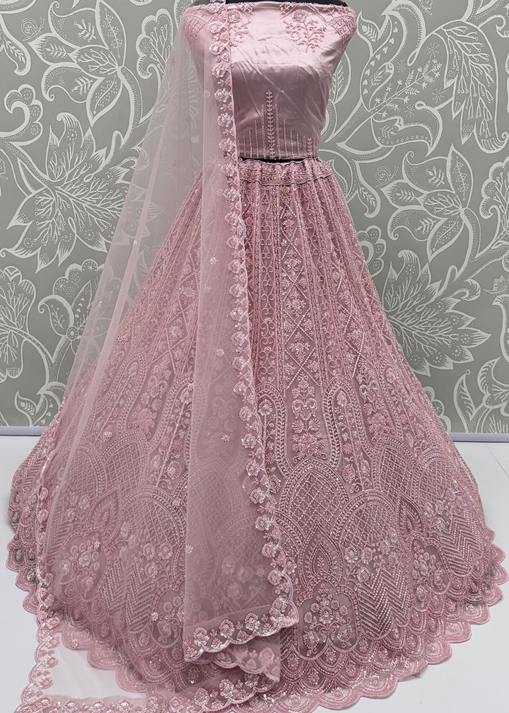 Shop Now Amazing Pink Designed Wedding Wear Lehenga Choli Online in USA, UK, Canada, France, Germany, Austria, Australia, Italy, Denmark &amp; Worldwide at Empress.