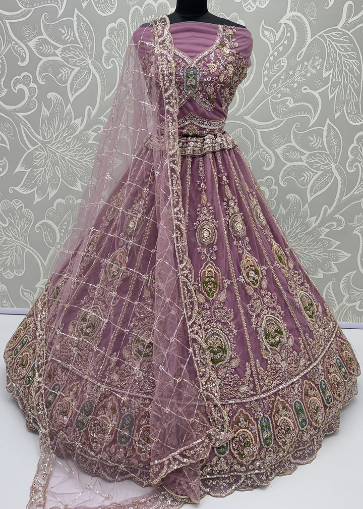 Shop Now Lilac Amazing Designed Embroidery Wedding Lehenga Choli Online in USA, UK, Canada, France, Germany, Spain, Austria, Australia &amp; Worldwide at Empress.