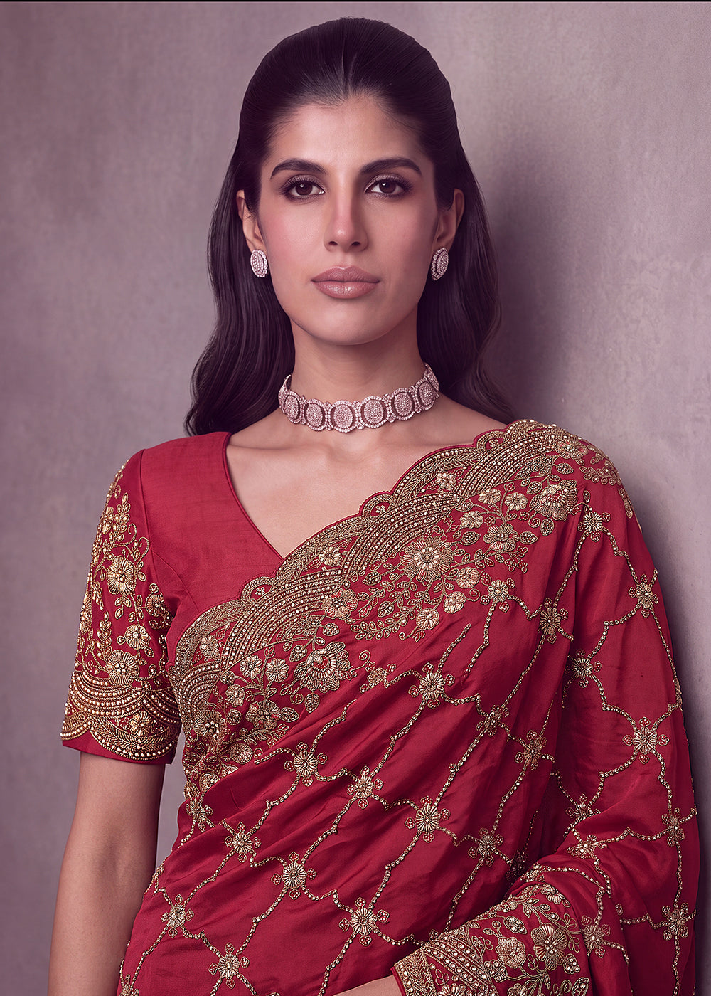 Buy Now Hot Pink Premium Satin Silk Wedding Designer Saree Online in US, UK, Canada, France, Germany, Denmark, Sweden, UAE, Italy & Worldwide at Empress.