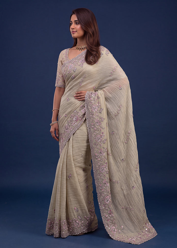 Buy Now Extraordinary Light Green Handwork Kasti Wedding Saree Online in USA, UK, Canada, France, Germany, Denmark, Sweden, Italy, UAE &amp; Worldwide at Empress.