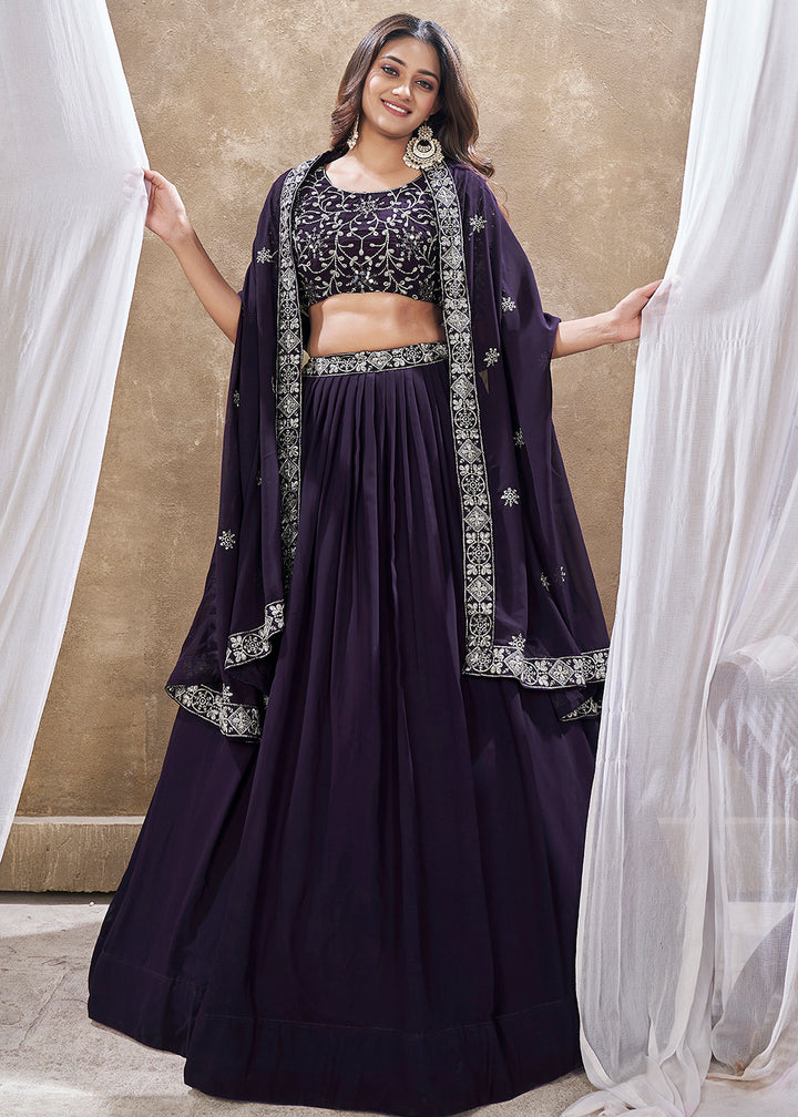 Buy Now Wedding Festive Style Purple Embroidered Lehenga Choli Online in USA, UK, Canada & Worldwide at Empress Clothing. 