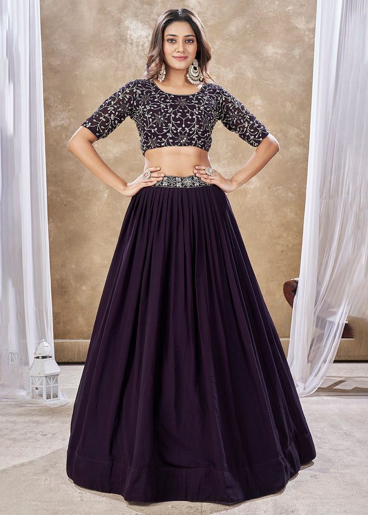 Buy Now Wedding Festive Style Purple Embroidered Lehenga Choli Online in USA, UK, Canada & Worldwide at Empress Clothing. 