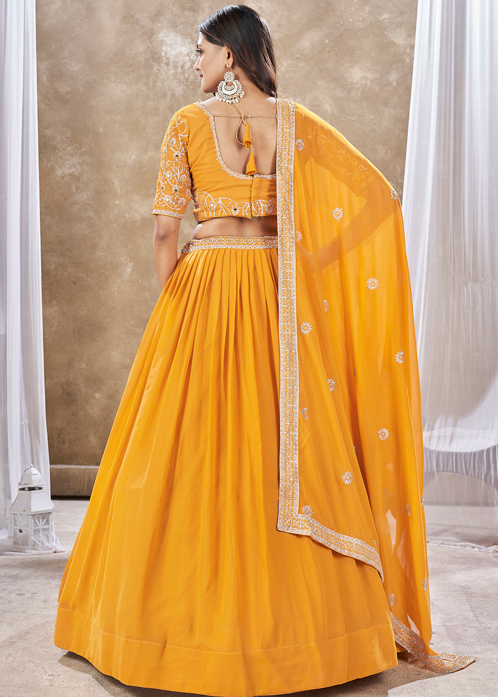 Buy Now Wedding Festive Style Yellow Embroidered Lehenga Choli Online in USA, UK, Canada & Worldwide at Empress Clothing. 
