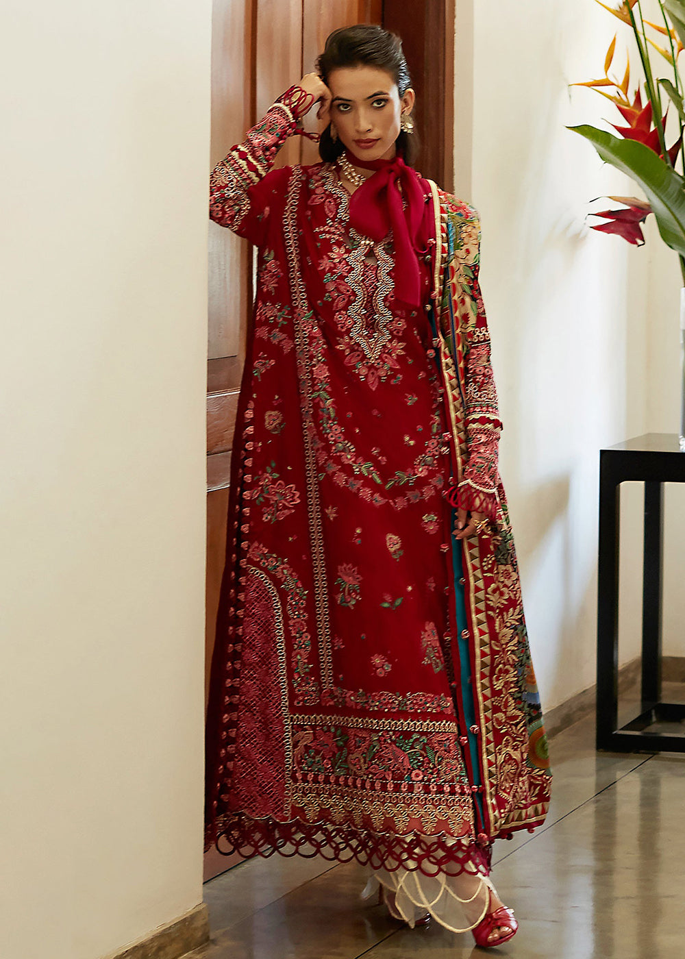 Buy Now Red Lawn Suit - Elan - Luxury Lawn '23 - AALIA-EL23-08A Online in USA, UK, Canada & Worldwide at Empress Clothing.
