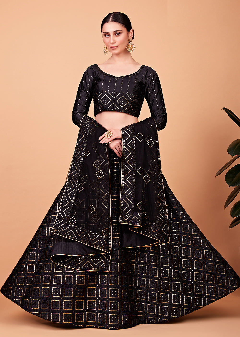 Buy Now Wondrous Black Multi Thread & Sequins Cocktail Party Lehenga Choli Online in USA, UK, Canada & Worldwide at Empress Clothing.
