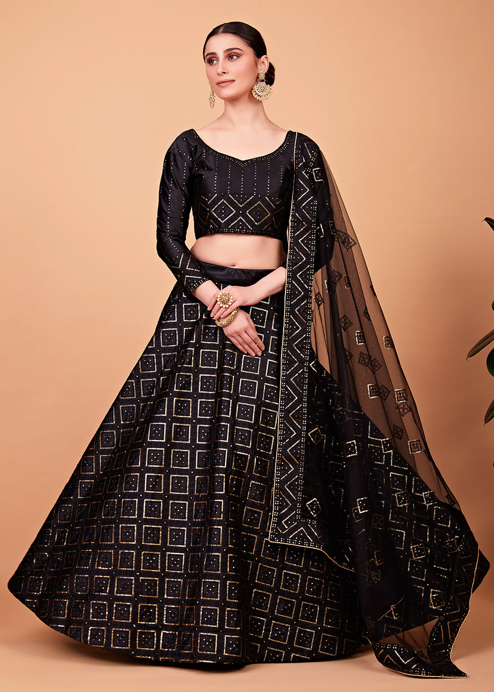 Buy Now Wondrous Black Multi Thread & Sequins Cocktail Party Lehenga Choli Online in USA, UK, Canada & Worldwide at Empress Clothing.