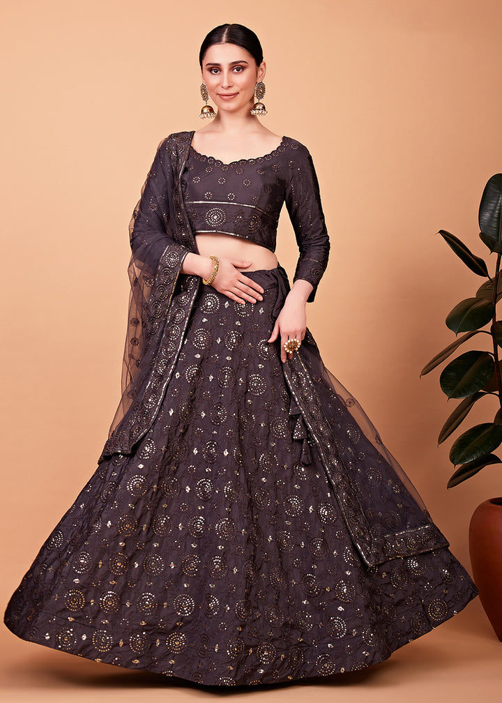 Buy Now Awesome Grey Multi Thread & Sequins Party Wear Lehenga Choli Online in USA, UK, Canada & Worldwide at Empress Clothing. 