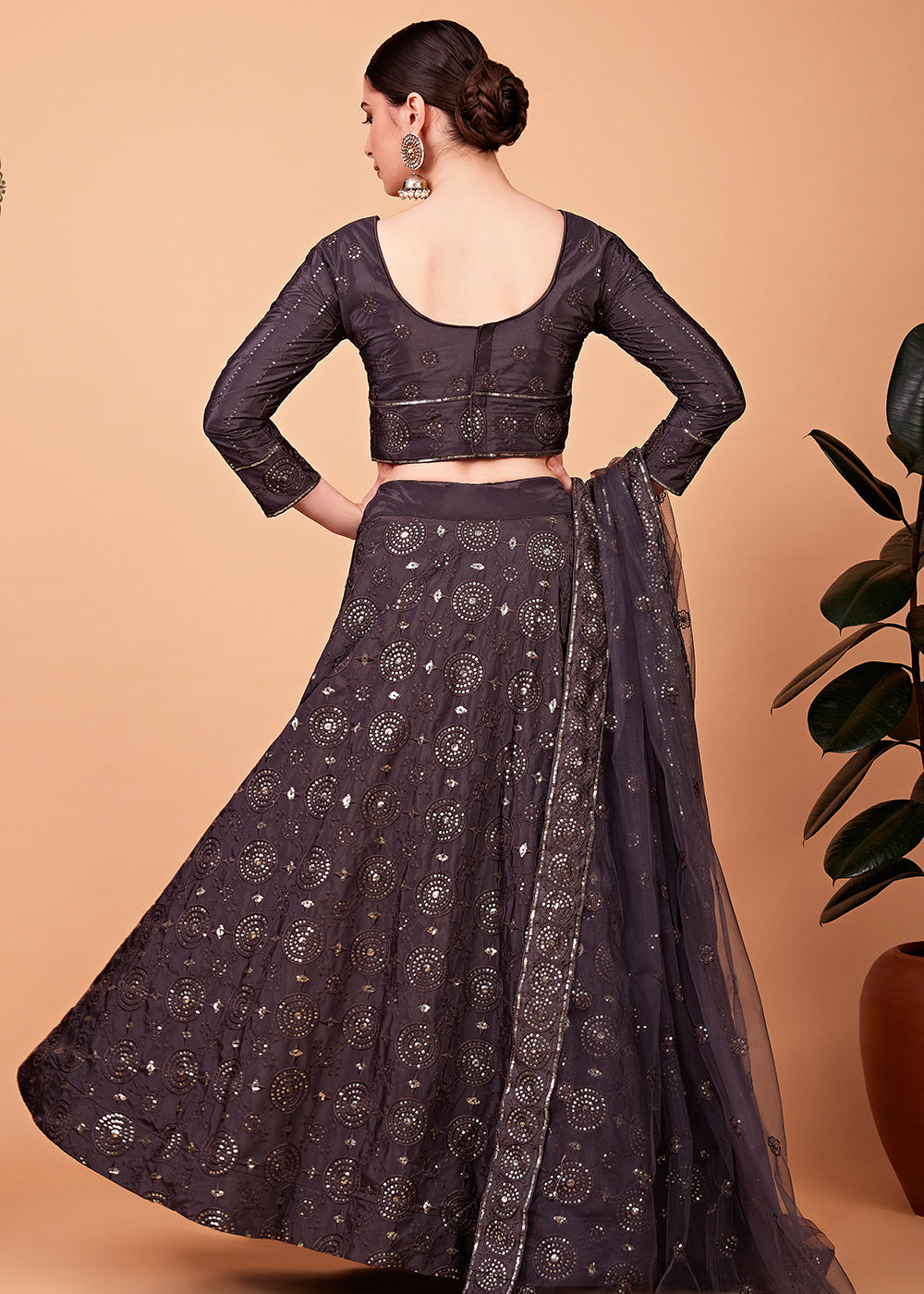 Buy Black Sequins Party Wear Lehenga Online from EthnicPlus for ₹ 2,849