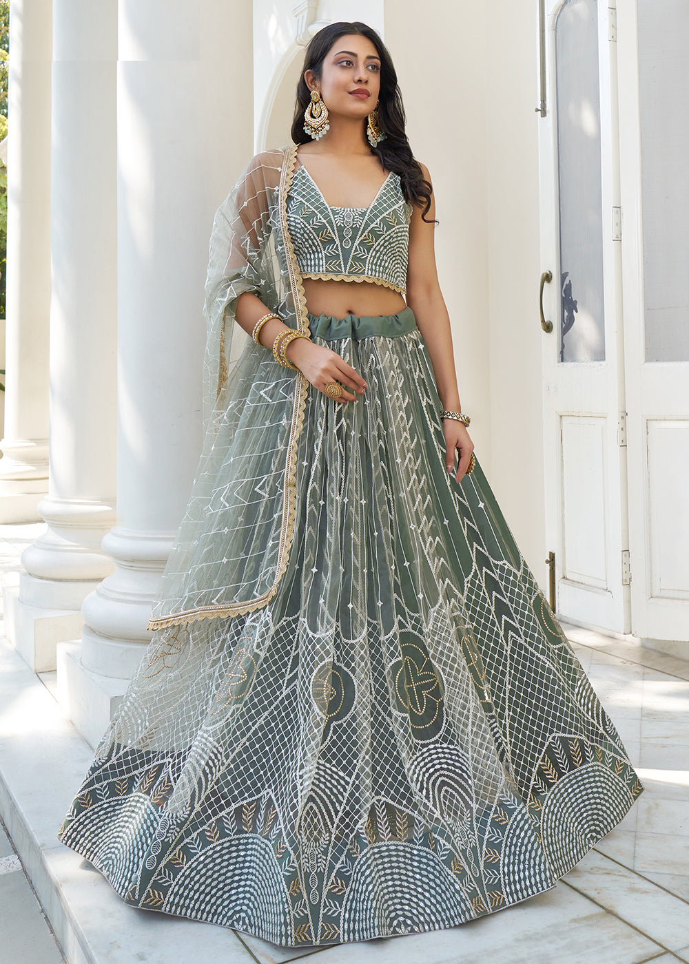 Bottle Green Sequin Net Lehenga Choli And Net Dupatta For Women Designer Lehenga Choli For Women Wedding Lehenga ReadyTowear hotsell Lehenga Choli