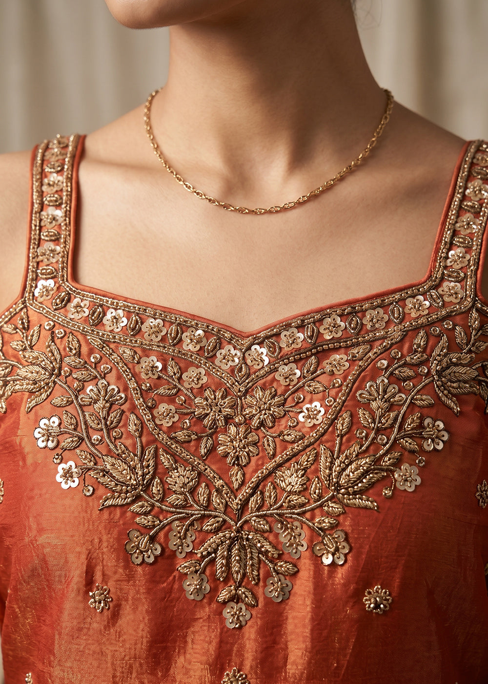 Buy Now Salmon Orange Handwork & Embroidered Indo Western Palazzo Dress Online in US, UK, Canada, Netherlands, Germany, Italy, France, UAE & Worldwide at Empress.