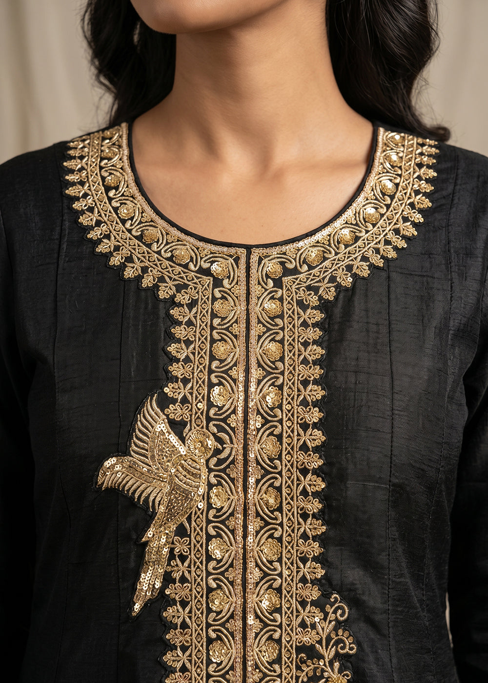 Buy Now Black Premium Silk Embroidered Anarkali Style Dress Online in US, UK, Canada, Netherlands, Germany, Italy, France, Sweden, UAE & Worldwide at Empress.
