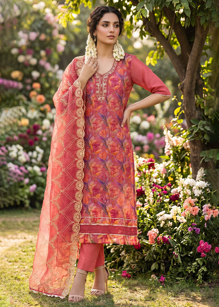 Buy Now Pink Organza Material Festive Pant Style Dress Online in US, UK, Canada, Netherlands, Germany, Italy, France, UAE, Sweden & Worldwide at Empress.