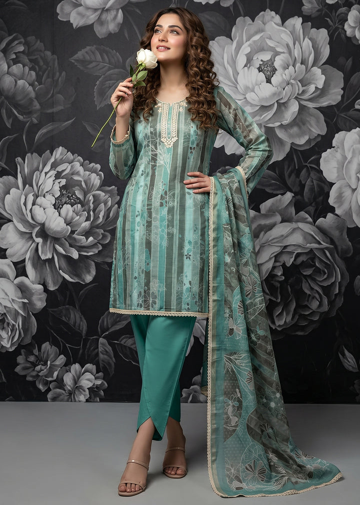 Buy Now OSea Green Lilan Cotton Printed Tulip Style Salwar Suit Online in US, UK, Canada, Netherlands, Germany, Italy, France, UAE &amp; Worldwide at Empress.