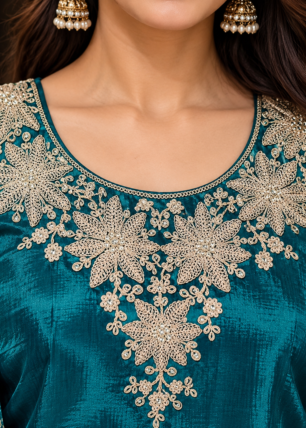 Buy Morpich Blue Premium Chinnon Lehenga Style Suit Online in US, UK, Canada, Netherlands, Germany, Italy, France, Greece, Austria, UAE &amp; Worldwide at Empress.