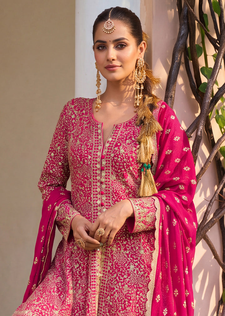 Buy Now Premium Georgette Pink Color Embroidered Palazzo Suit Online in US, UK, Canada, Germany, Italy, France, Greece, Australia, UAE &amp; Worldwide at Empress.