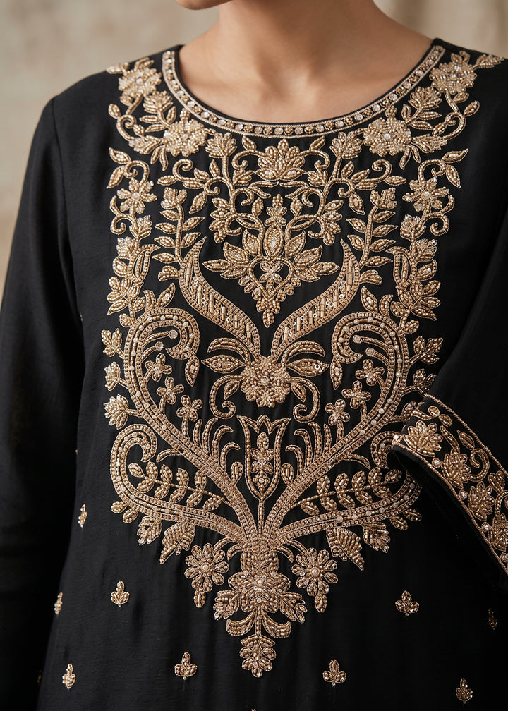Buy Now Lovable Black Premium Chinnon Palazzo Style Suit Online in US, UK, Canada, Netherlands, Germany, Italy, France, Greece, Sweden &amp; Worldwide at Empress.