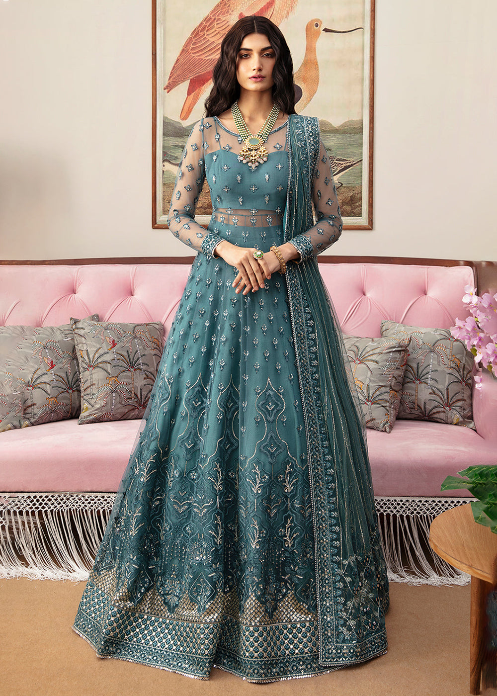 Netted anarkali dresses shop online shopping