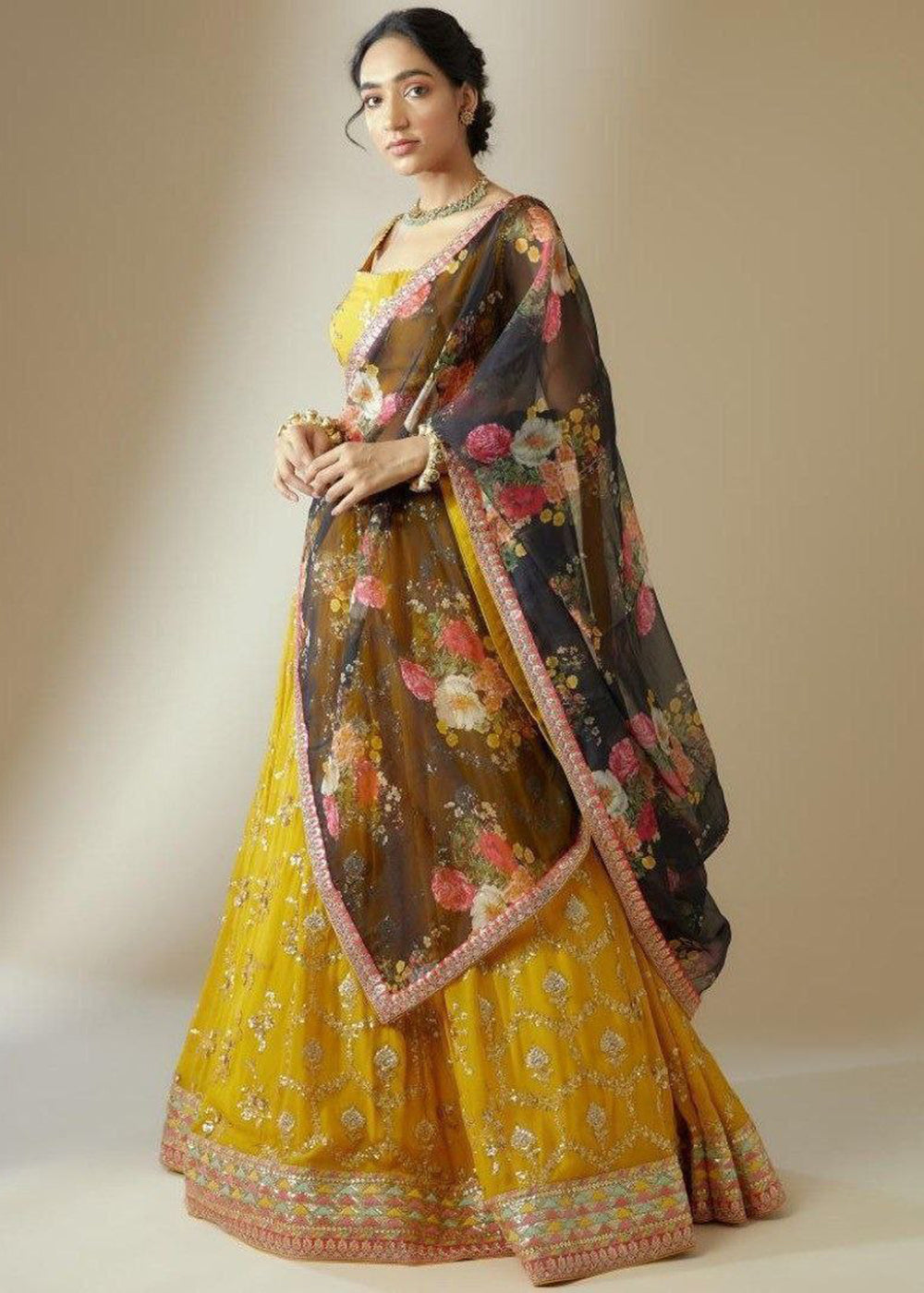 Buy Now Yellow Georgette Embroidered Haldi Special Lehenga Choli Online in US, UK, Canada, France, Germany, Sweden, Greece, Denmark, UAE & Worldwide at Empress.