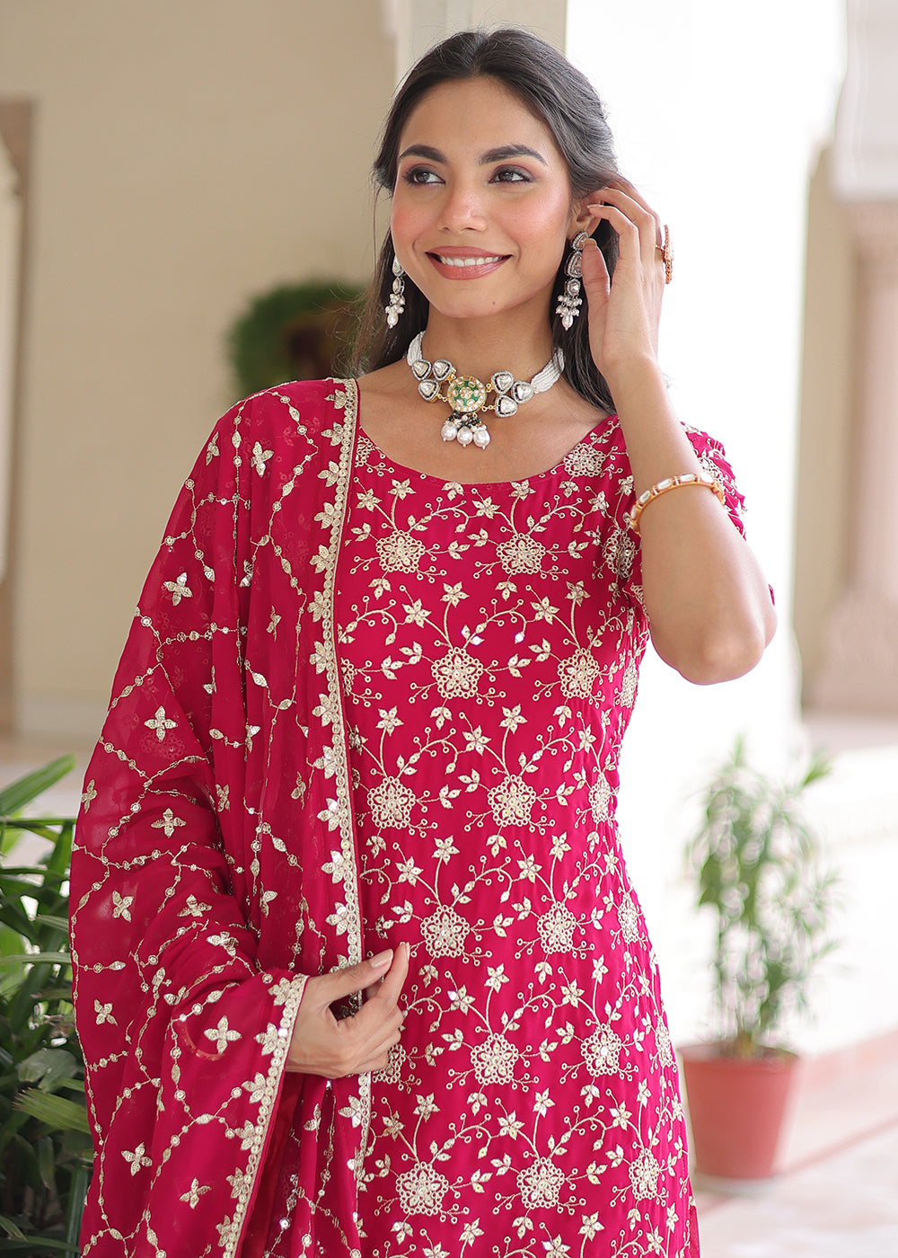 Buy Now Pink Rich Sequins Embroidered Festive Salwar Suit Online in US, UK, Canada, Germany, Italy, France, Austria, Denmark, Australia & Worldwide at Empress.