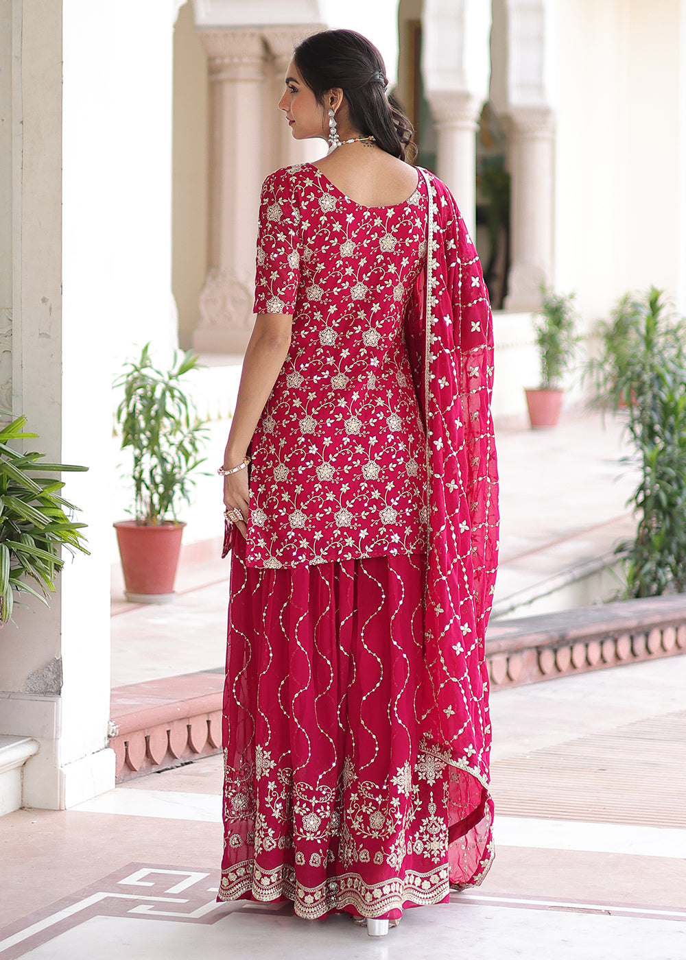 Buy Now Pink Rich Sequins Embroidered Festive Salwar Suit Online in US, UK, Canada, Germany, Italy, France, Austria, Denmark, Australia & Worldwide at Empress.