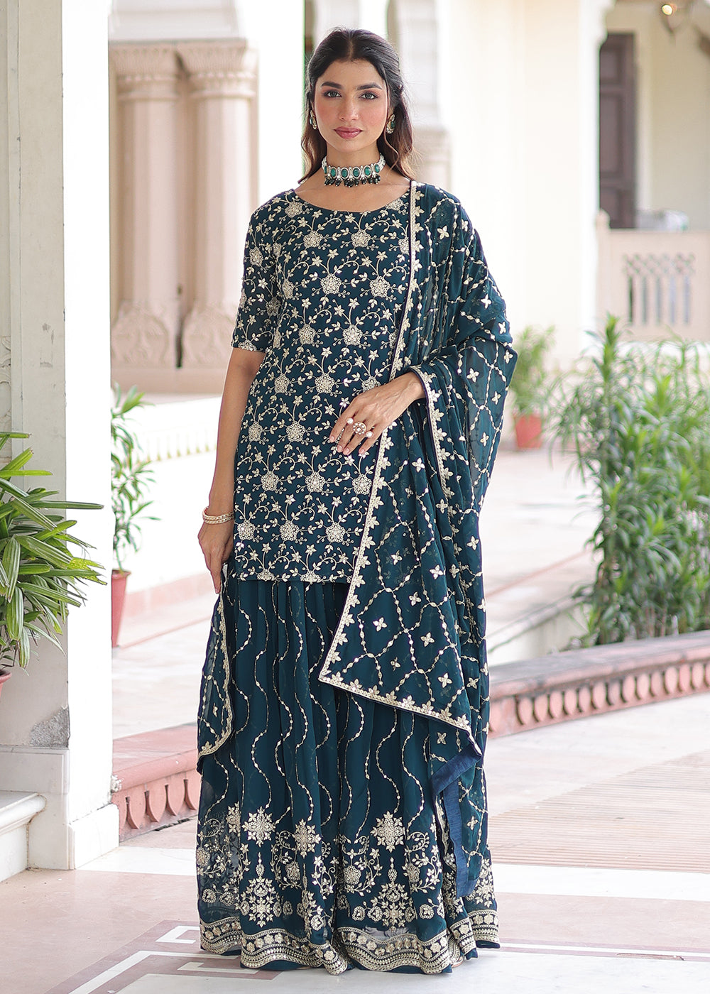 Buy Now Blue Rich Sequins Embroidered Festive Salwar Suit Online in US, UK, Canada, Germany, Italy, France, Austria, Denmark, Australia & Worldwide at Empress.