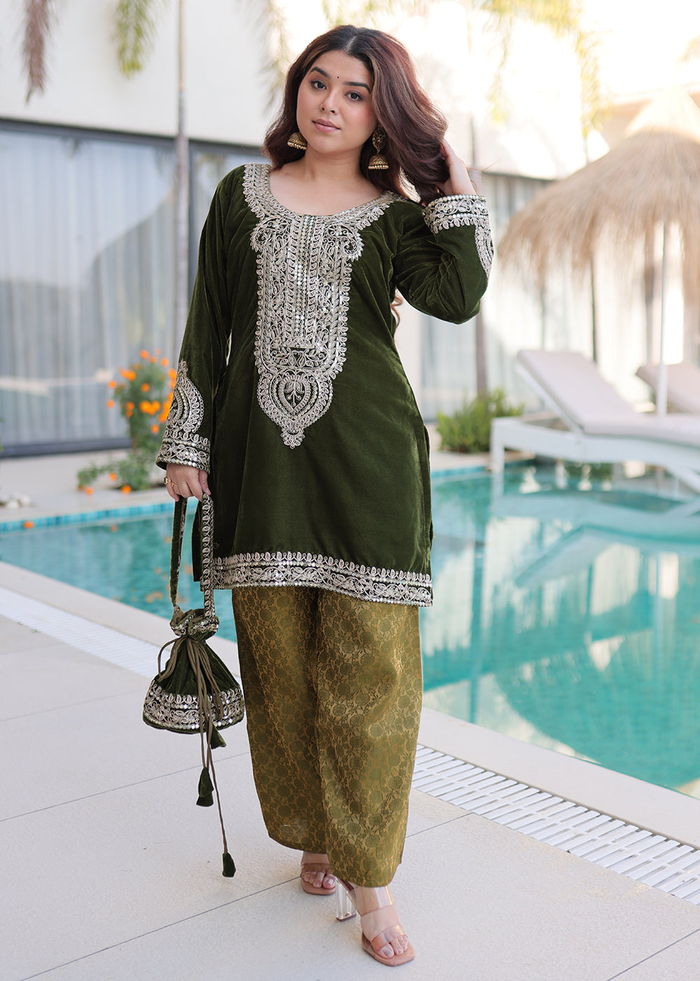 Buy Now Green Rich Zari Cording Embroidery Festive Salwar Suit Online in US, UK, Canada, Germany, Italy, France, Austria, Denmark, UAE & Worldwide at Empress.