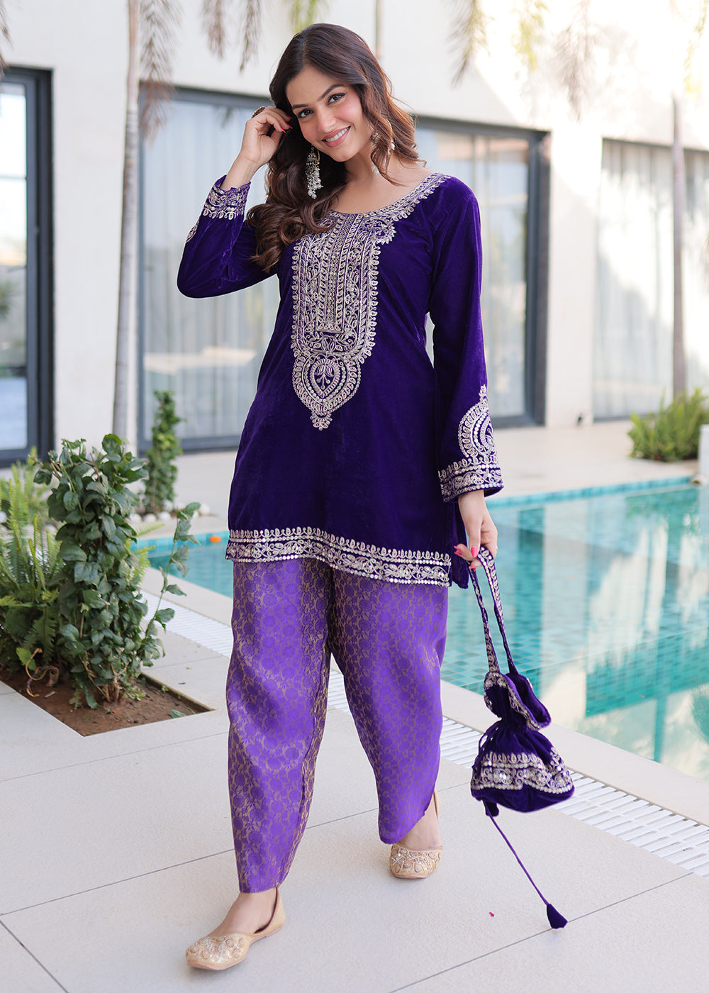 Buy Now Purple Rich Zari Cording Embroidery Festive Salwar Suit Online in US, UK, Canada, Germany, Italy, France, Austria, Denmark, UAE & Worldwide at Empress.