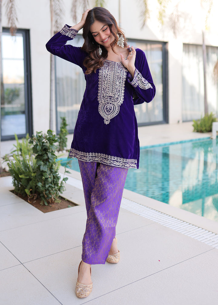 Buy Now Purple Rich Zari Cording Embroidery Festive Salwar Suit Online in US, UK, Canada, Germany, Italy, France, Austria, Denmark, UAE & Worldwide at Empress.