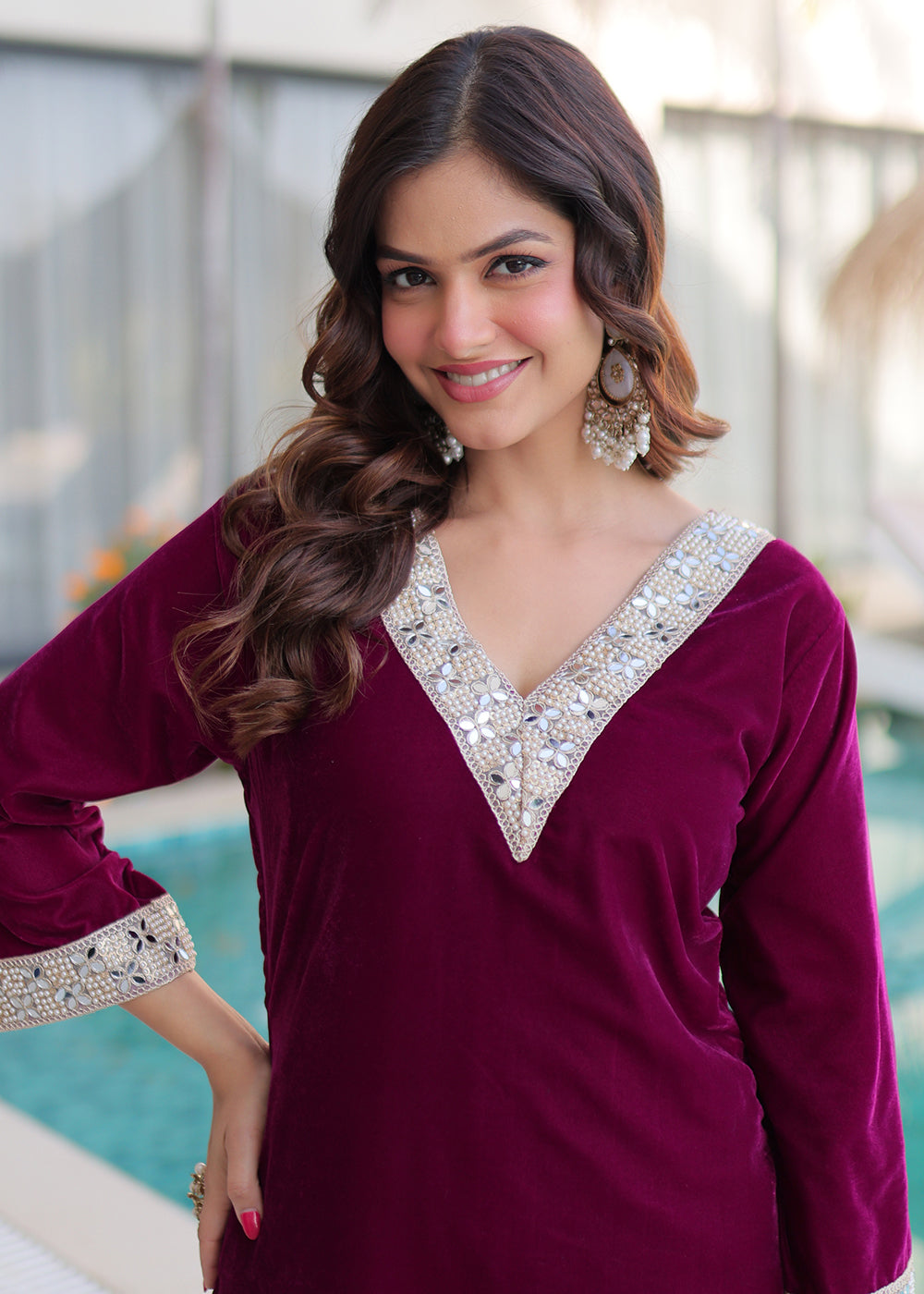 Buy Now Purple Rich Zari & Mirror Work Festive Salwar Suit Online in US, UK, Canada, Germany, Italy, France, Austria, Denmark, Sweden & Worldwide at Empress.