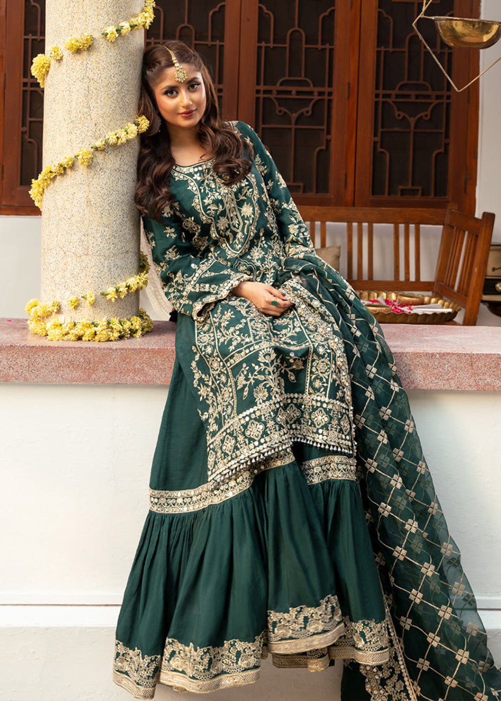faiza saqlain green dress Eiraam Faiza Saqlain
