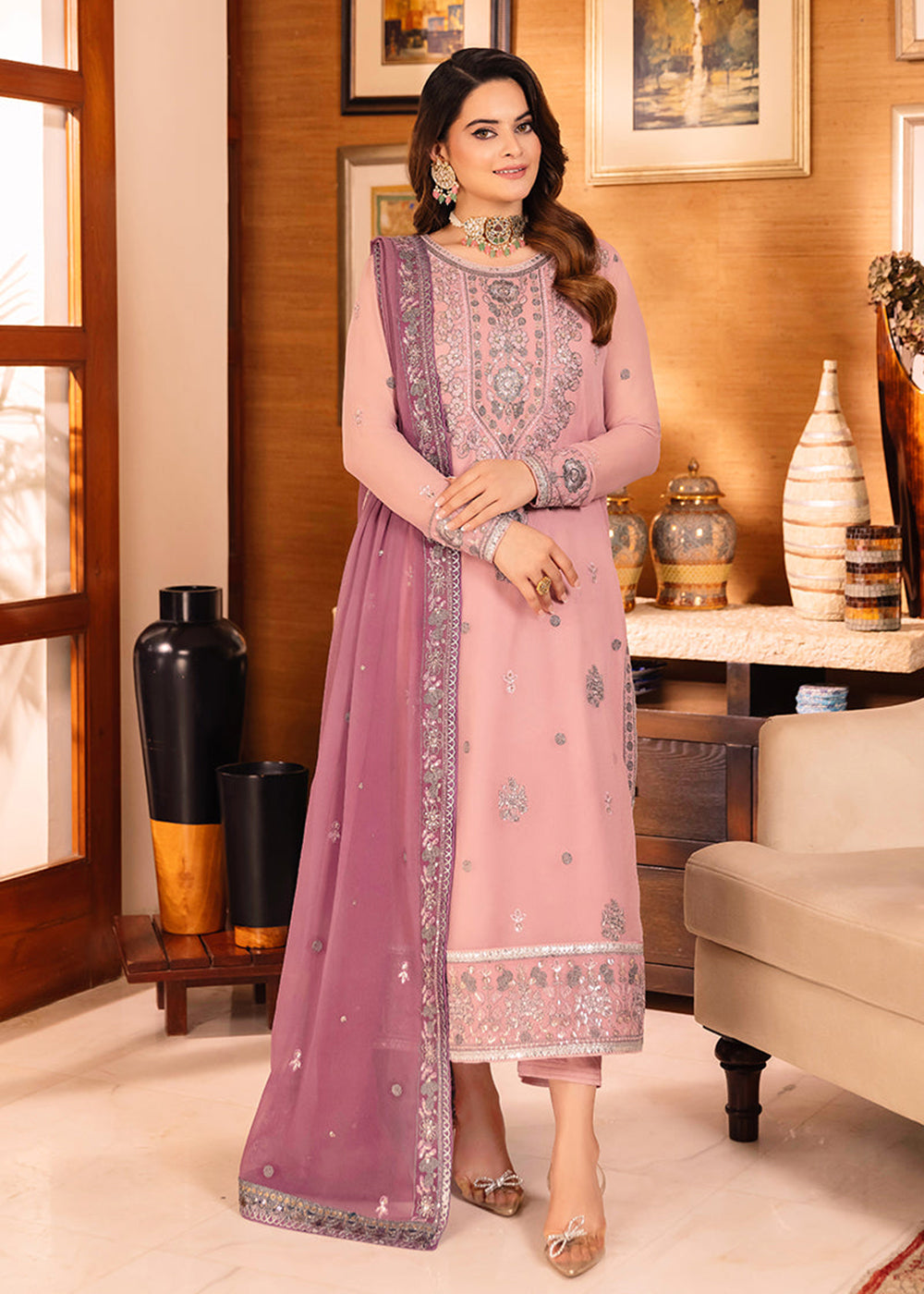 Buy Now Pretty Lilac Suit - Maahru, Noorie & Meerub '23 by Asim Jofa - AJSM-26 Online in USA, UK, Canada & Worldwide at Empress Clothing.