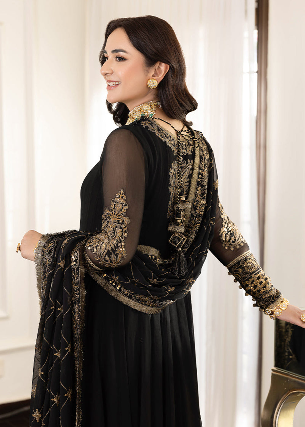 asim jofa black dress ASIM JOFA Chandni Chiffon Formals AJCC03
