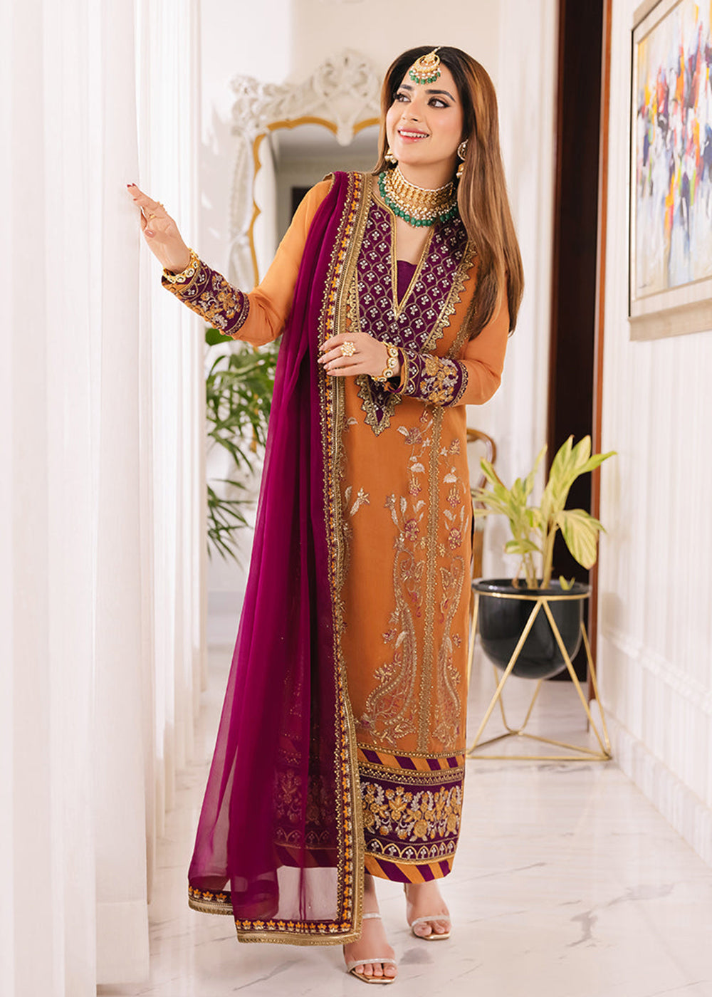 Buy Embroidered Work Georgette Pink Churidar Designer Suit Online :  Australia - Churidar Suits