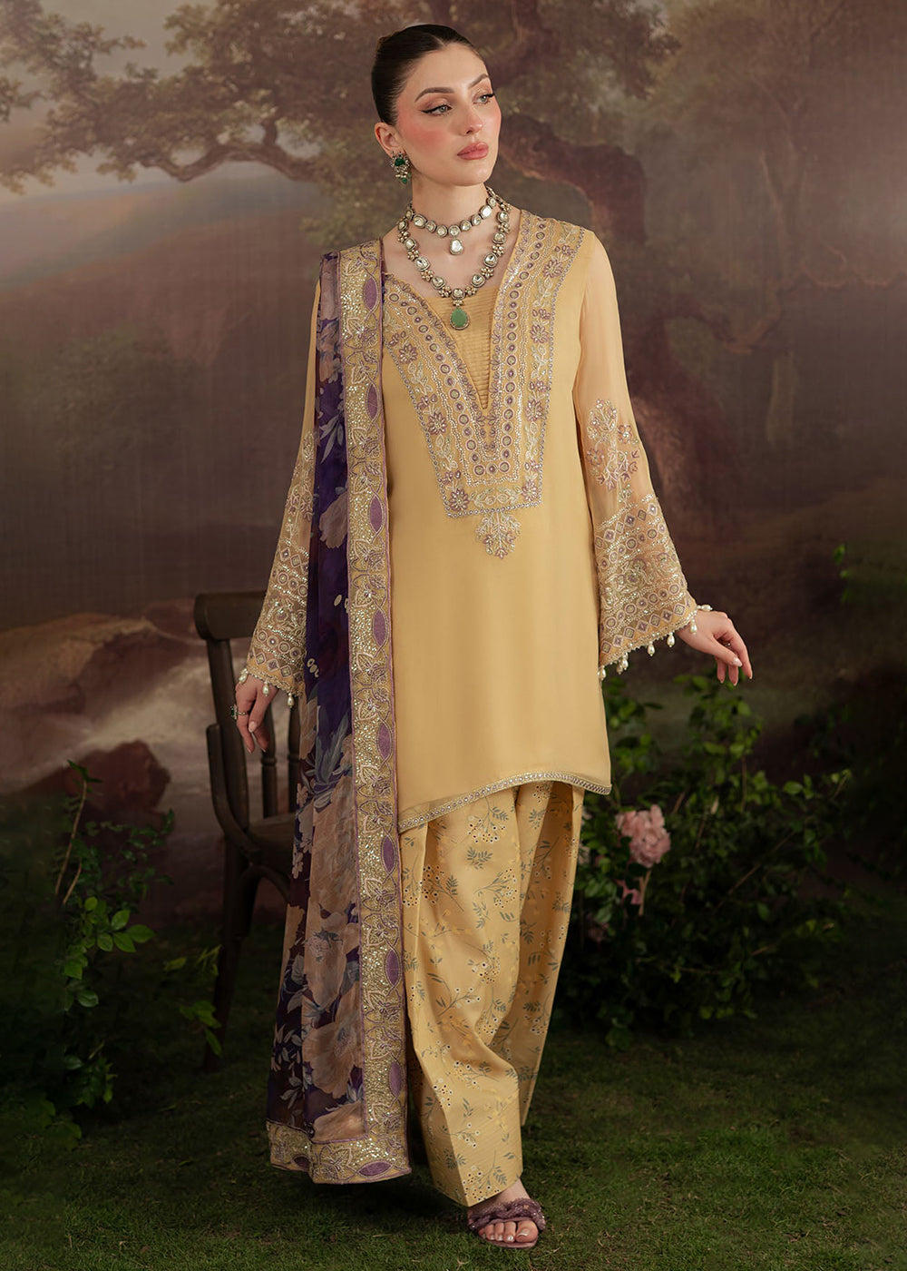 Buy Now Amaya Luxury Chiffon '25 by Nureh | AM-14 Online in USA, UK, Canada, France, Italy, Germany, New Zealand, Australia, UAE & Worldwide at Empress Clothing