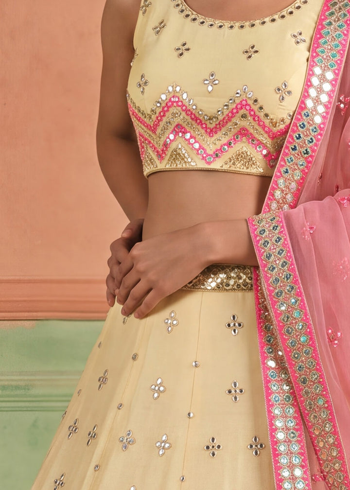 Shop Now Organza Off White Embroidered Festive Style Lehenga Choli Online in USA, UK, Canada, France, Germany, Spain, Austria, Sweden &amp; Worldwide at Empress.