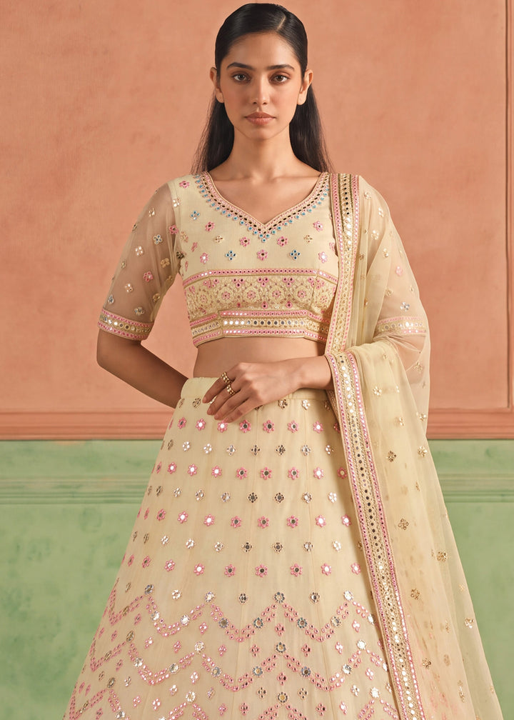 Shop Now Organza Lime Embroidered Festive Style Lehenga Choli Online in USA, UK, Canada, France, Germany, Spain, Austria, Sweden, UAE &amp; Worldwide at Empress.