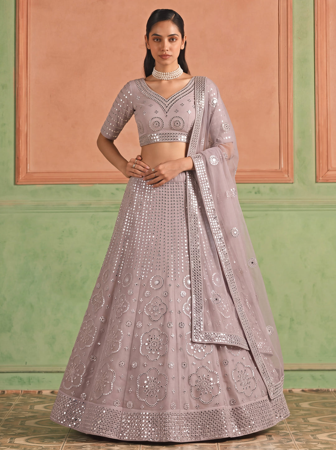 Shop Now Organza Light Purple Embroidered Festive Style Lehenga Choli Online in USA, UK, Canada, France, Germany, Spain, Austria, Sweden & Worldwide at Empress.