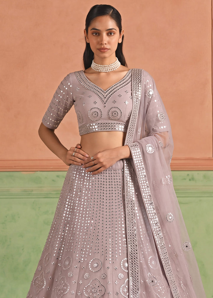 Shop Now Organza Light Purple Embroidered Festive Style Lehenga Choli Online in USA, UK, Canada, France, Germany, Spain, Austria, Sweden &amp; Worldwide at Empress.