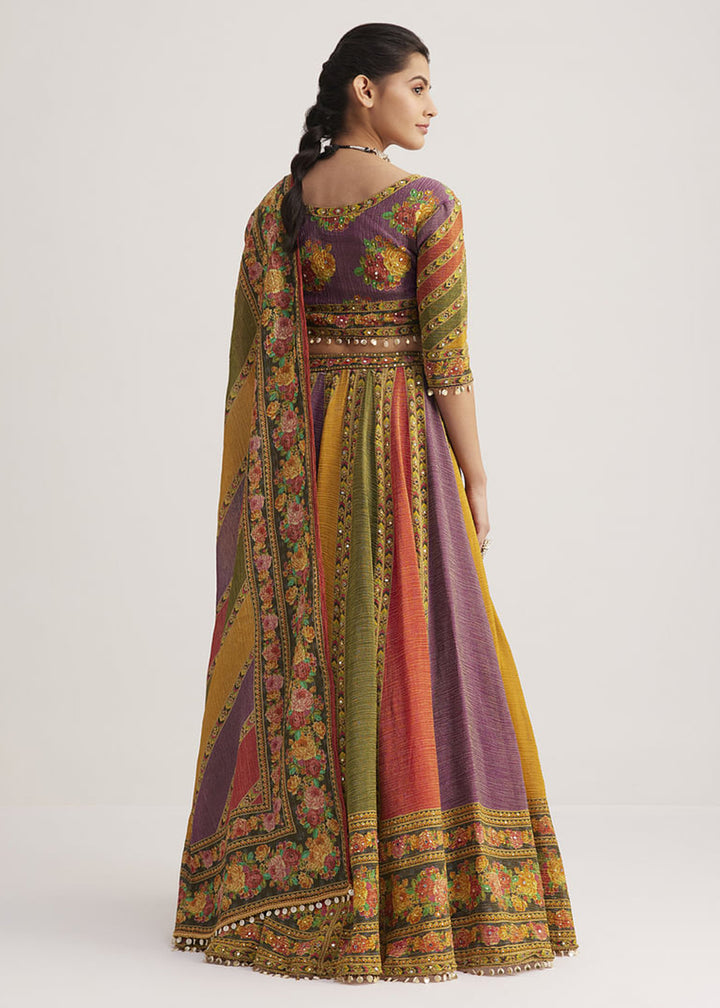 Buy Multicolor Pure Organza Silk Navratri Style Chaniya Choli Online in US, UK, Canada, France, Germany, Italy, Singapore, Austria, UAE &amp; Worldwide at Empress.
