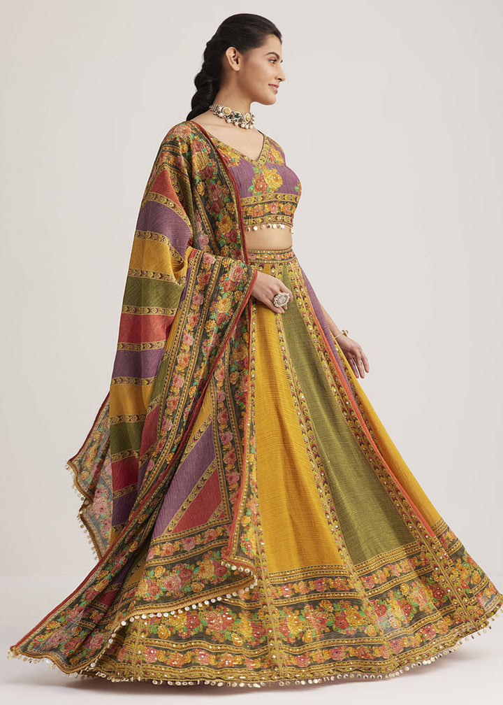 Buy Multicolor Pure Organza Silk Navratri Style Chaniya Choli Online in US, UK, Canada, France, Germany, Italy, Singapore, Austria, UAE &amp; Worldwide at Empress.