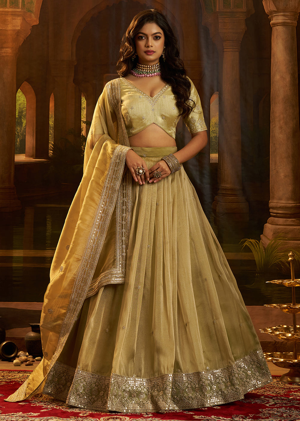 Buy Now Royal Green Organza Embroidered Wedding Lehenga Choli Online in US, UK, Canada, France, Italy, Germany, Sweden, Switzerland & Worldwide at Empress.