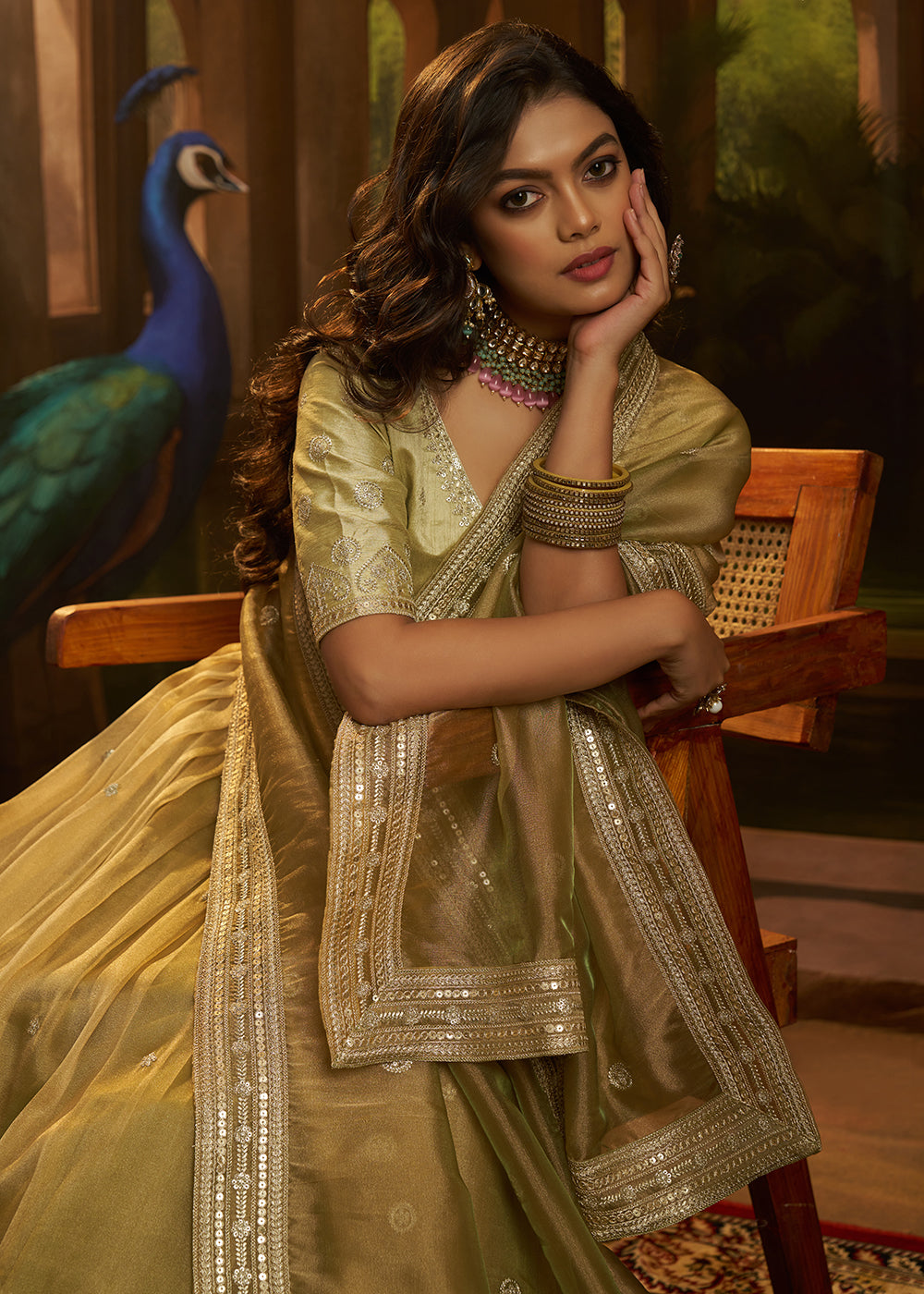 Buy Now Royal Green Organza Embroidered Wedding Lehenga Choli Online in US, UK, Canada, France, Italy, Germany, Sweden, Switzerland & Worldwide at Empress.