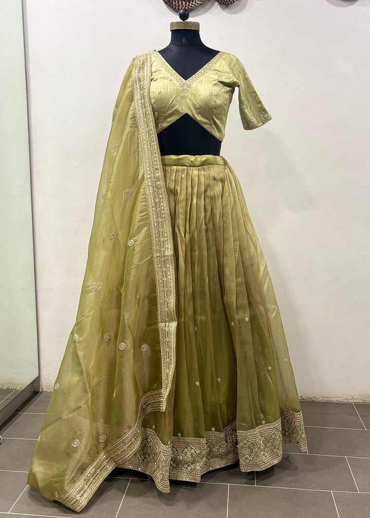 Buy Now Royal Green Organza Embroidered Wedding Lehenga Choli Online in US, UK, Canada, France, Italy, Germany, Sweden, Switzerland &amp; Worldwide at Empress.