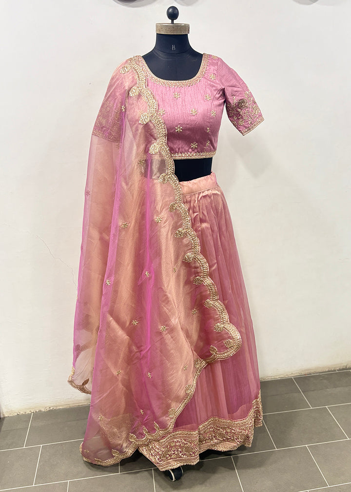 Buy Now Royal Pink Organza Embroidered Wedding Lehenga Choli Online in US, UK, Canada, France, Italy, Germany, Sweden, Switzerland &amp; Worldwide at Empress.