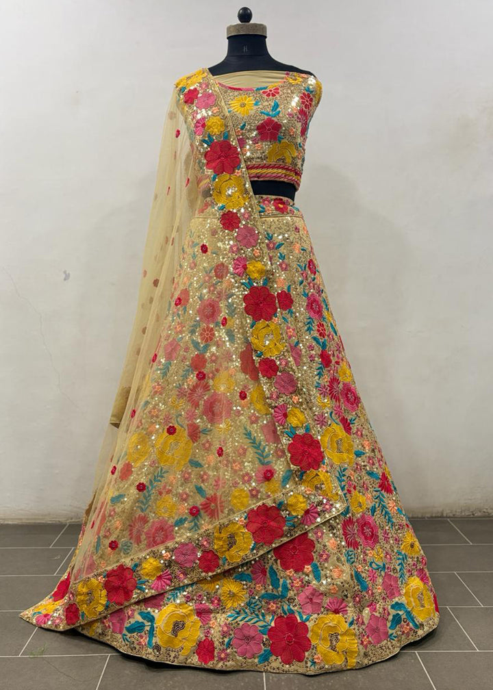 Buy Now Vibrant Multicolor Georgette Bridesmaids Lehenga Choli Online in US, UK, Canada, France, Italy, Germany, Sweden, Switzerland &amp; Worldwide at Empress.