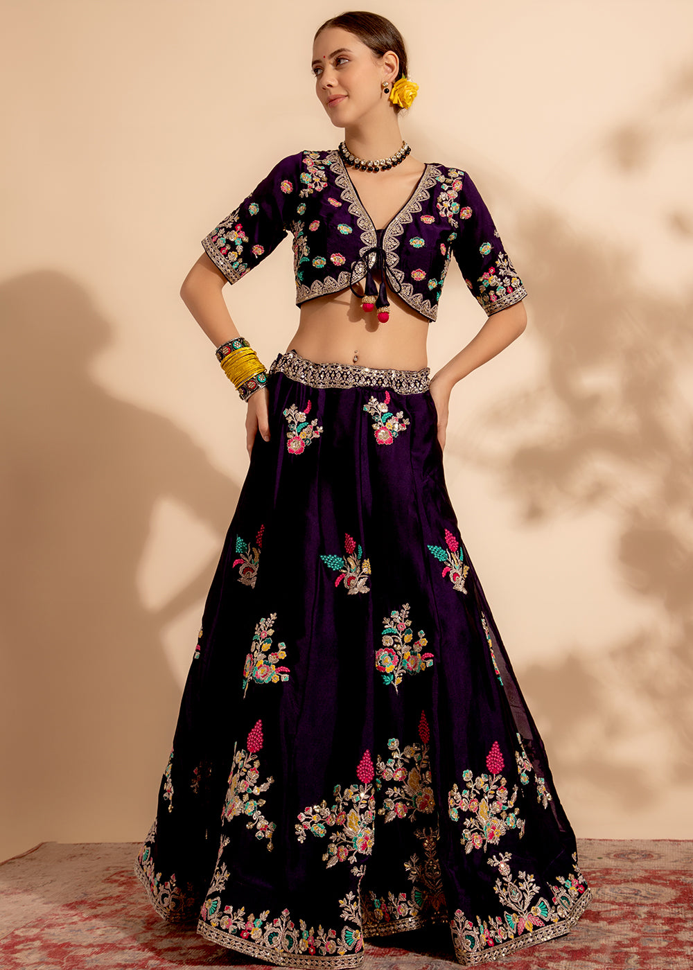 Buy Now Gorgeous Purple Bridesmaid Style Wedding Lehenga Choli Online in USA, UK, Canada & Worldwide at Empress Clothing.