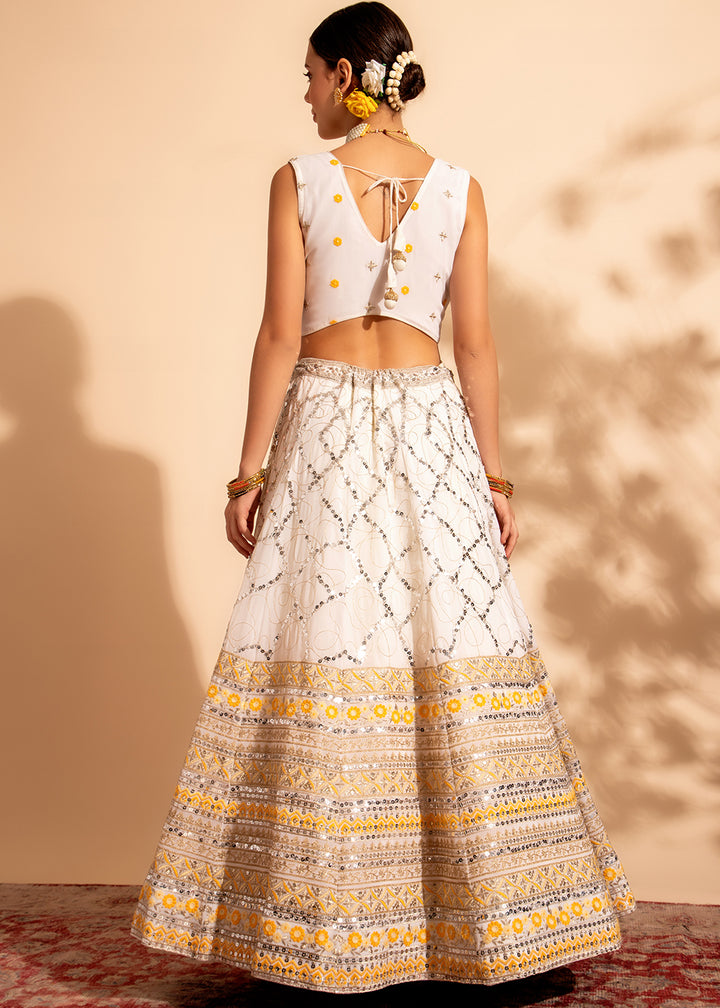 Buy Now Yellow & White Bridesmaid Style Wedding Lehenga Choli Online in USA, UK, Canada & Worldwide at Empress Clothing.
