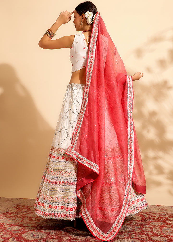Buy Now Pink & White Bridesmaid Style Wedding Lehenga Choli Online in USA, UK, Canada & Worldwide at Empress Clothing.